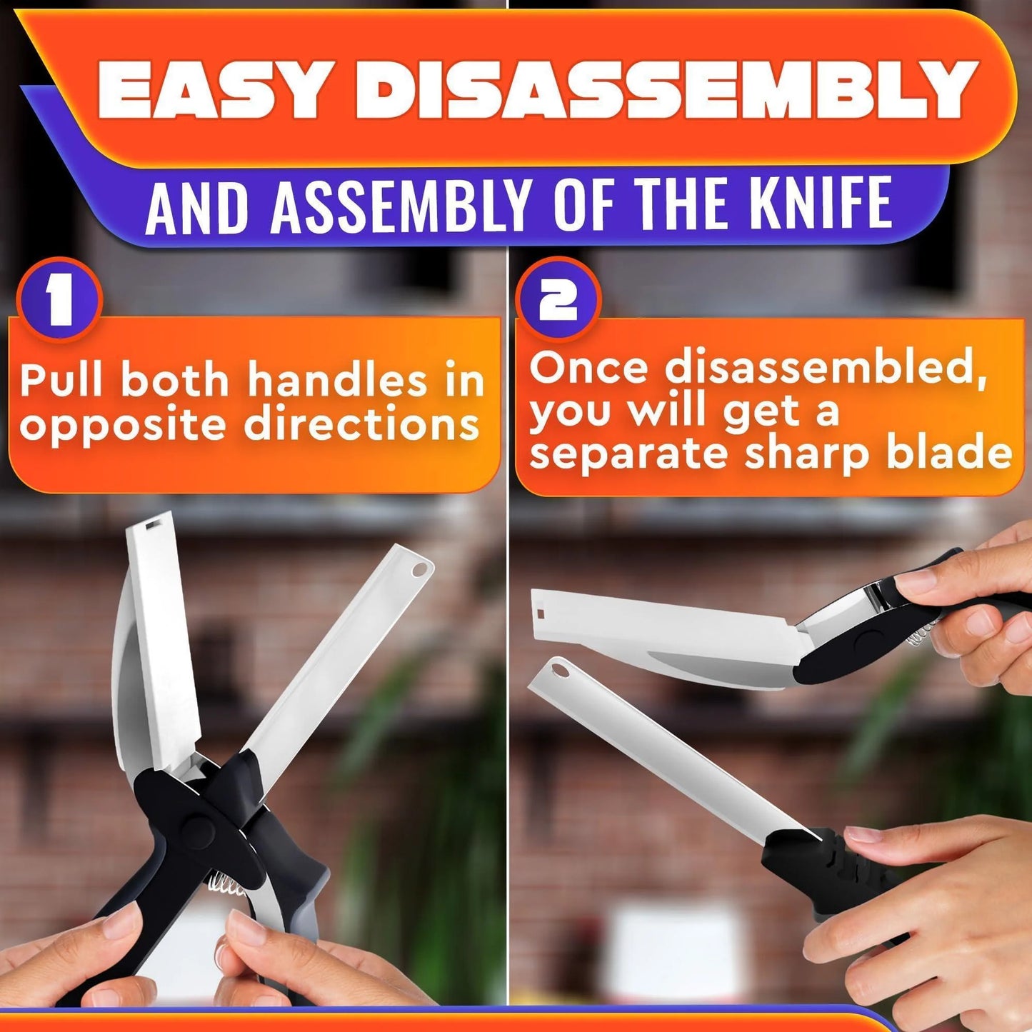 Kitchen Scissors for Food – 2 in 1 Cutting Board Scissors & Knife with Locking Mechanism & Stainless Steel Blades – Multifunctional Kitchen Shears for Effortless Chopping Slicing & Meal Prep
