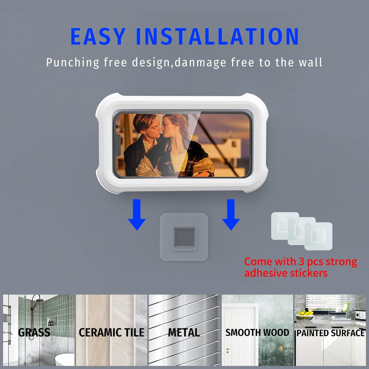 Upgraded 480° Rotating Shower Phone Holder Waterproof Case with Touch Screen,...