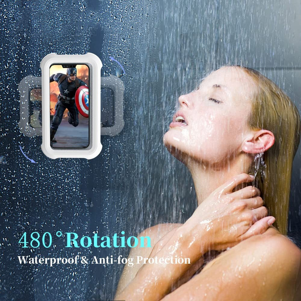 Upgraded 480° Rotating Shower Phone Holder Waterproof Case with Touch Screen,...