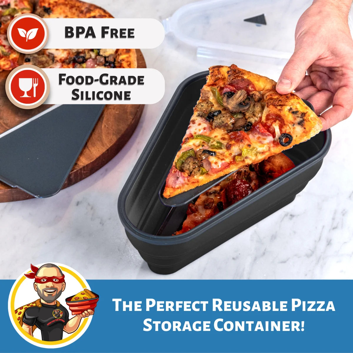 ® Reusable Bpa-Free Silicone Storage Container with 5 Microwavable Trays, Black